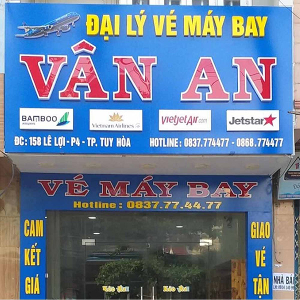 Mẫu bảng hiệu đại lý vé máy bay Vân An