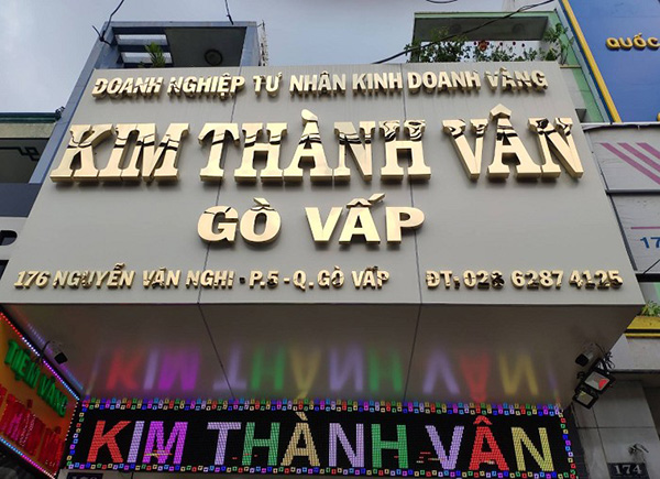 Mẫu bảng hiệu tiệm vàng chữ nổi Inox cao cấp, sang trọng