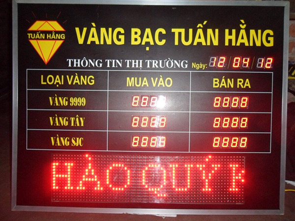 Mẫu bảng hiệu Alu đèn LED phù hợp cho các bảng báo giá vàng