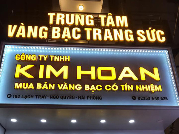 Mẫu bảng hiệu vàng bạc trang sức Kim Hoan