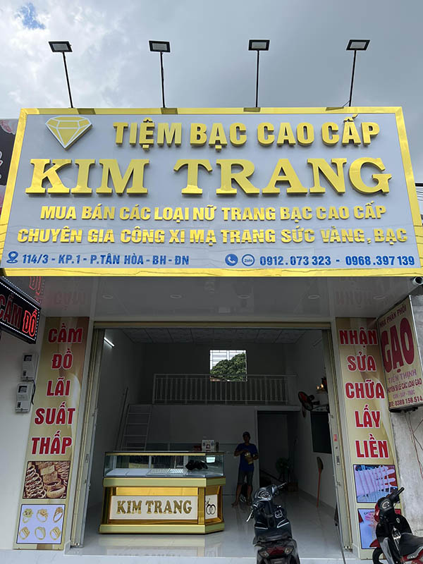 Mẫu bảng hiệu tiệm bạc cao cấp Kim Trang