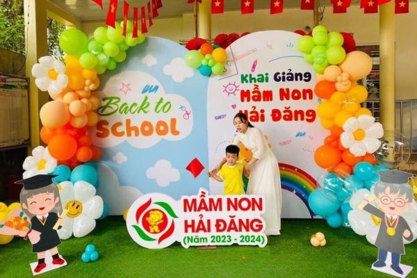 Backdrop khai giảng trường mầm non Hải Đăng