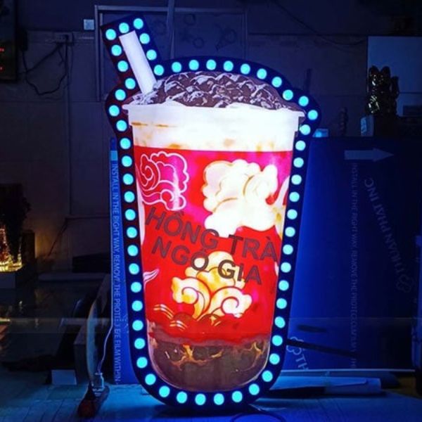 Hộp đèn ly trà sữa đèn LED tiệm Hồng Trà Ngô Gia