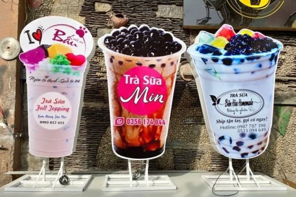 Hộp đèn ly trà sữa bắt mắt, độc đáo