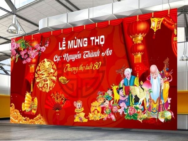 Backdrop check in lễ mừng thọ