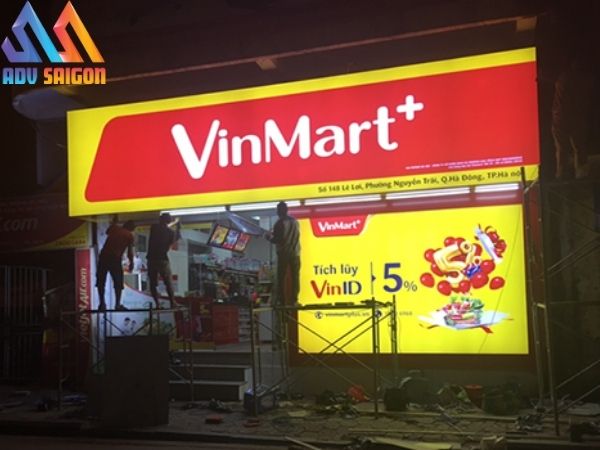Làm bảng hiệu bạt hiflex có đèn cho cửa hàng VinMart 