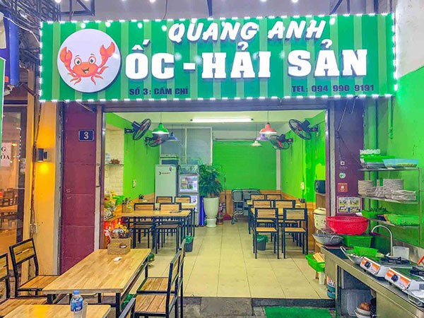 Bảng hiệu quán ốc chữ nổi ấn tượng