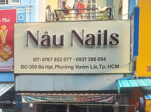 Mẫu bảng hiệu nail N&acirc;u